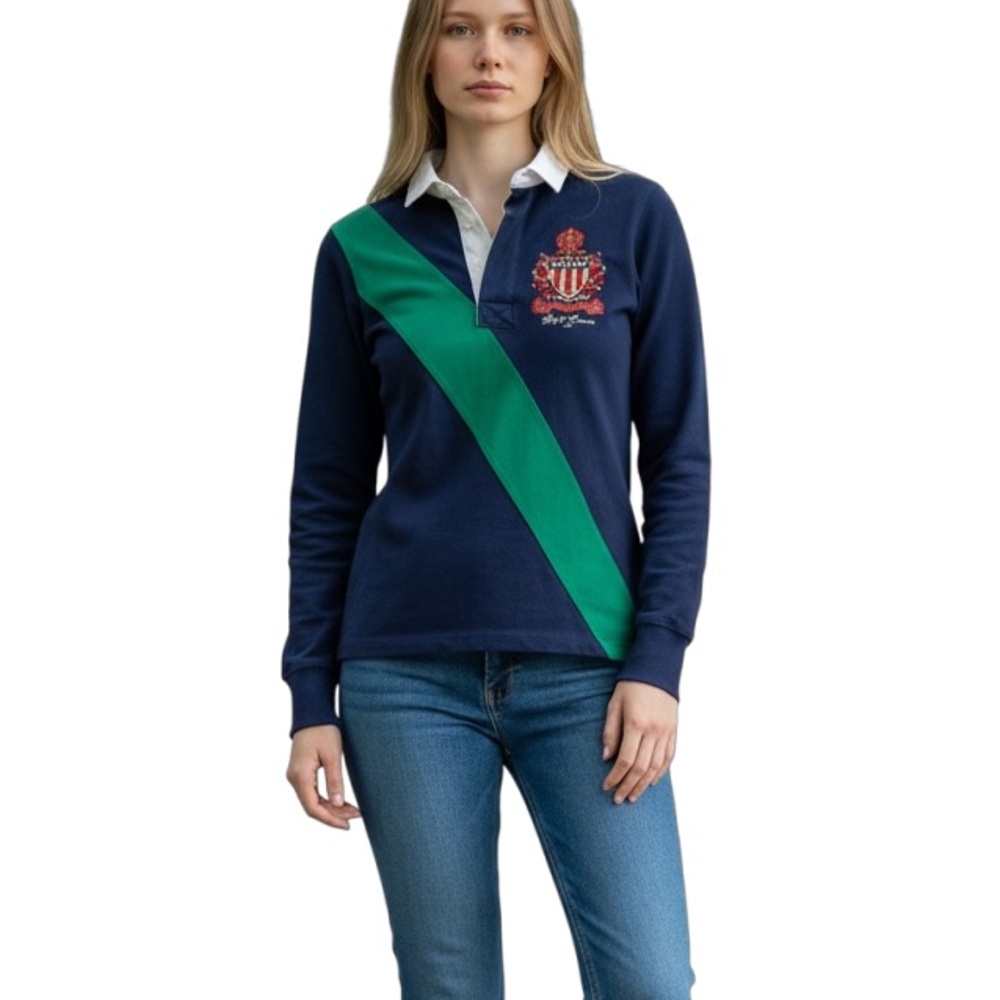 Polo Ralph Lauren Vintage Rugby Shirt V-Neck Crest Size Small